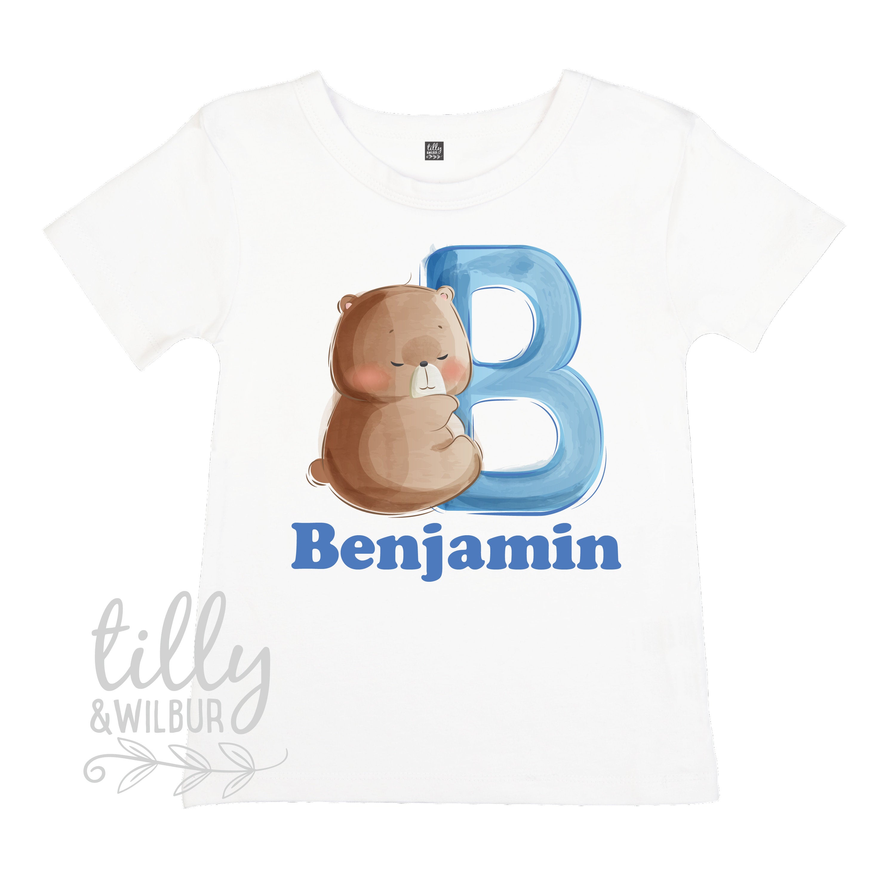 Custom 'B Is For Bear' Personalized Boys T-Shirt - Unique Birthday Gift for Kids - Soft & Comfortable Cotton Tee for Playdates, School & Special Occasions