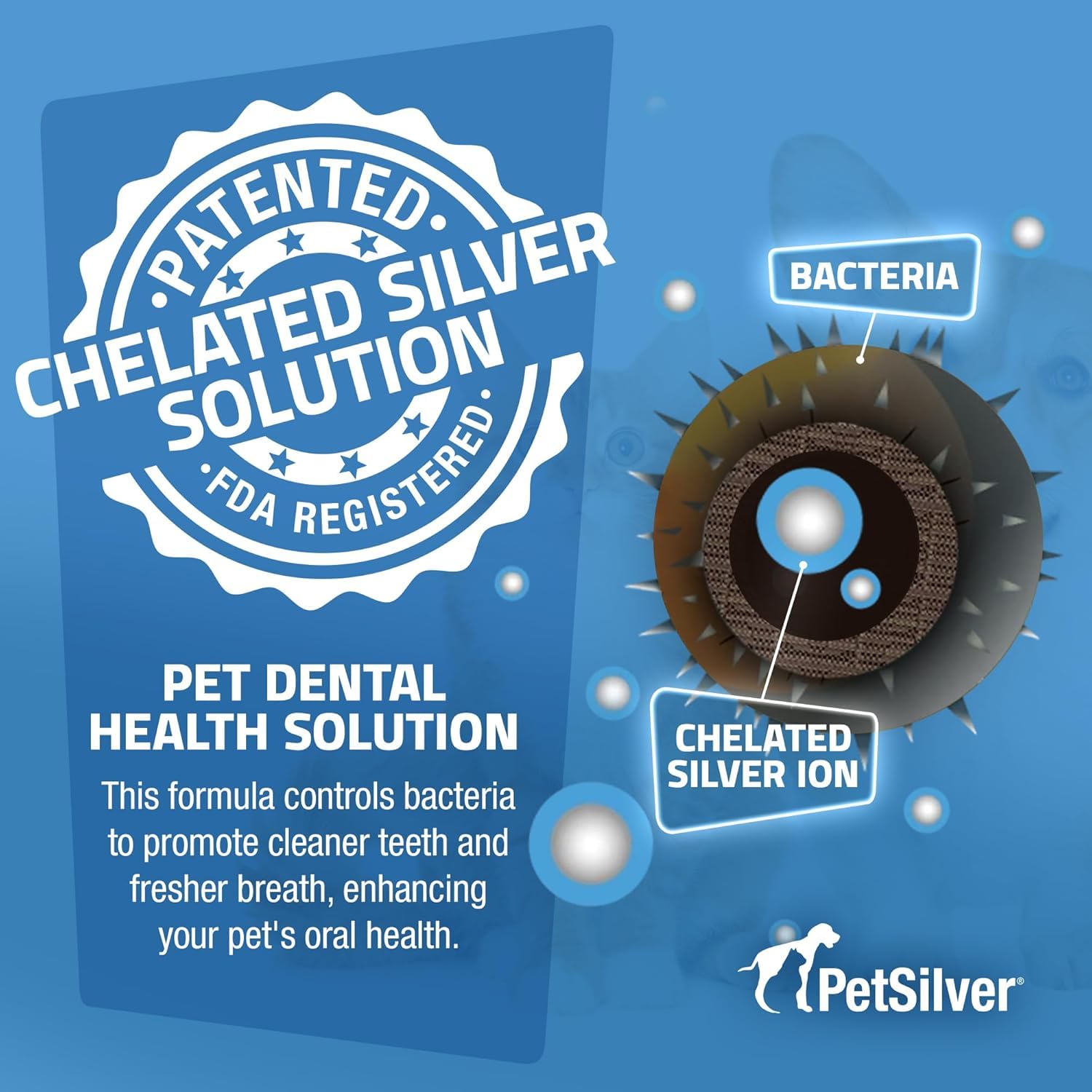 Pet Dental Care Spray for Dogs & Cats - Natural Teeth & Gum Cleaner with Patented Chelated Silver - Reduces Plaque & Tartar Build-Up - Fresh Breath Oral Hygiene Solution - Made in USA - 4oz, 2-Pack - Perfect for Daily Dental Care & Bad Breath Prevention