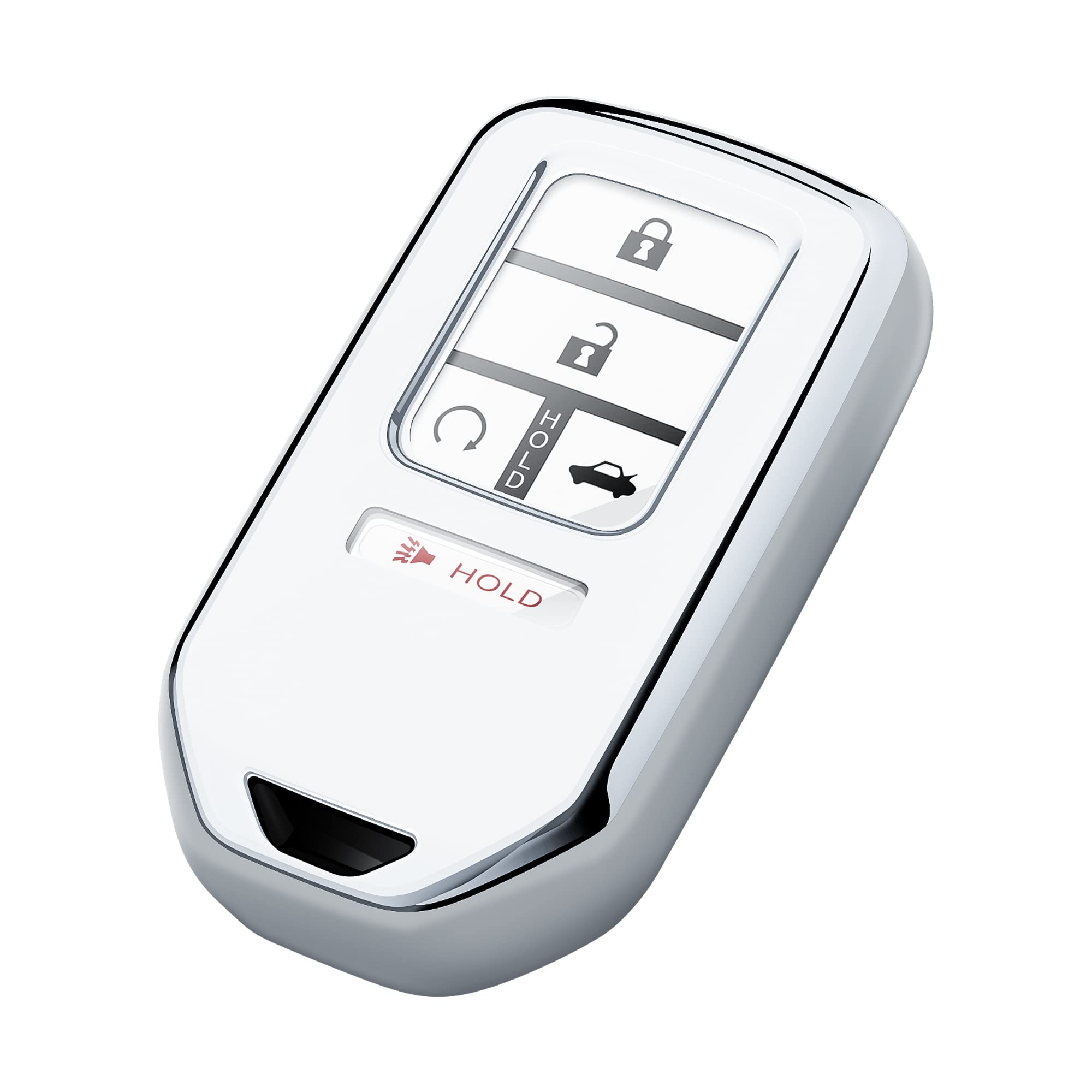 Premium Soft TPU Honda Key Fob Cover - Full Protection Key Shell Case Compatible with Civic, Accord, Pilot, CR-V, Insight EX/EX-L/Touring - Durable Remote Key Accessories (Silver) | Car Key Protector for Everyday Use & Travel