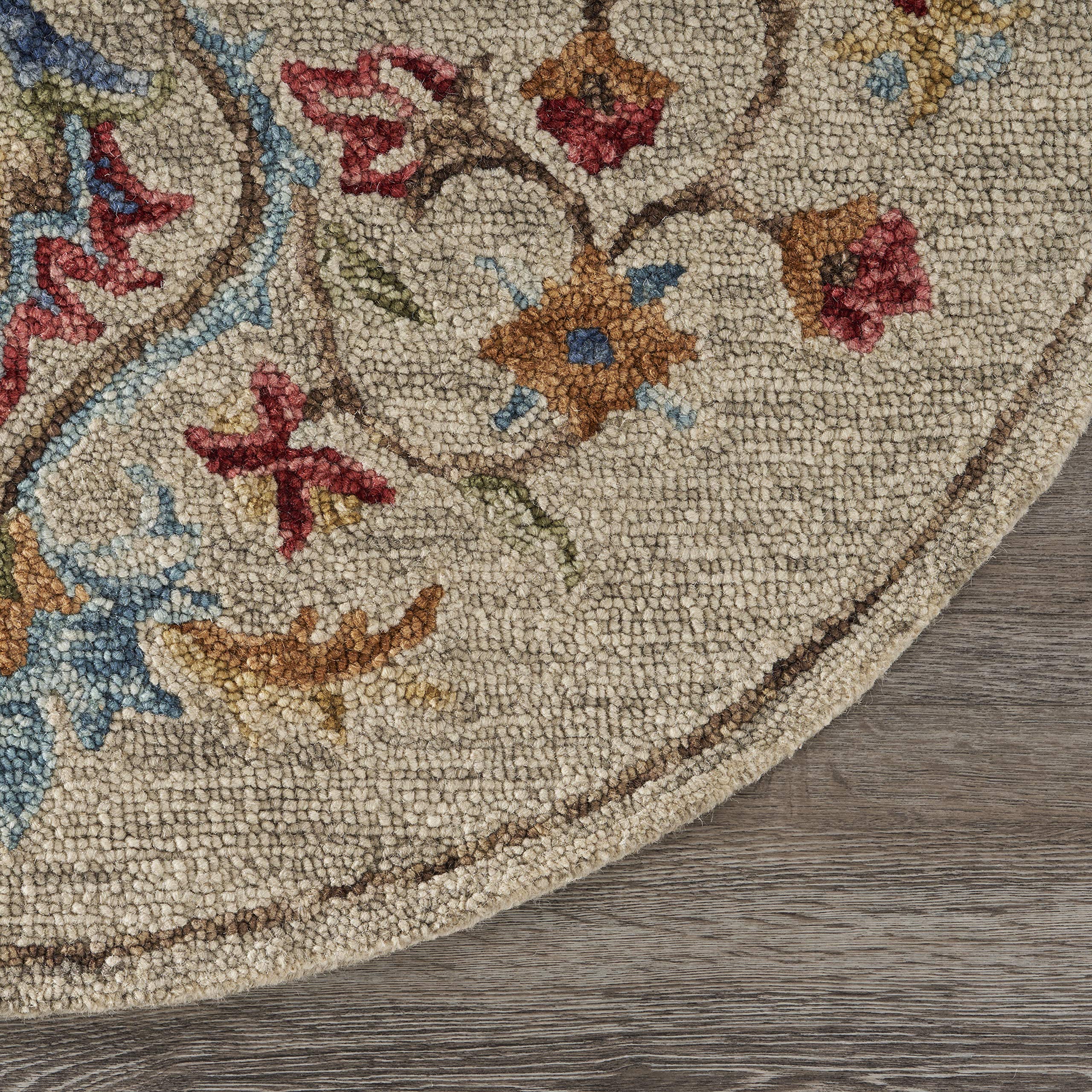 LR Home SINUOUS 6' Round Beige Area Rug - Soft Modern Boho Rug for Living Room, Bedroom & Nursery Decor