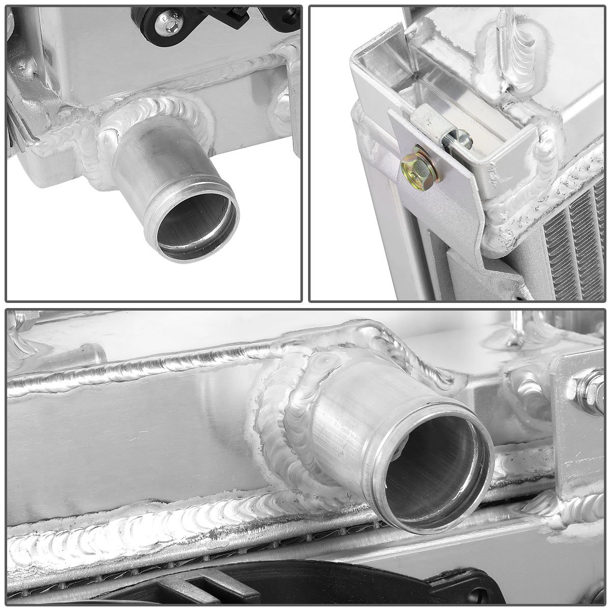 DNA Motoring RA+FS-MM90-2 Dual Core 2-Row Aluminum Radiator with 2x Fan Shroud - Compatible with 1990-1998 Mazda Miata MX-5 - High Performance Cooling Upgrade for Racing & Street Driving