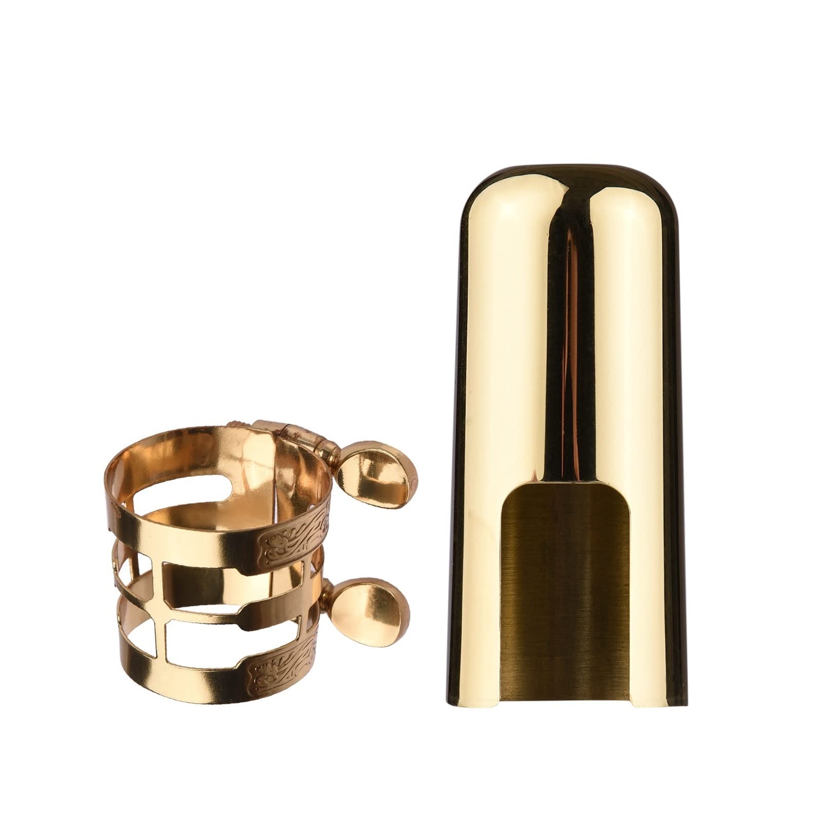 Premium Alto Saxophone Ligature & Mouthpiece Cap Set - Double Screw Adjustment for Secure Fit - Saxophone Accessories for Musicians & Students (Perfect for Jazz, Band & Practice Sessions)