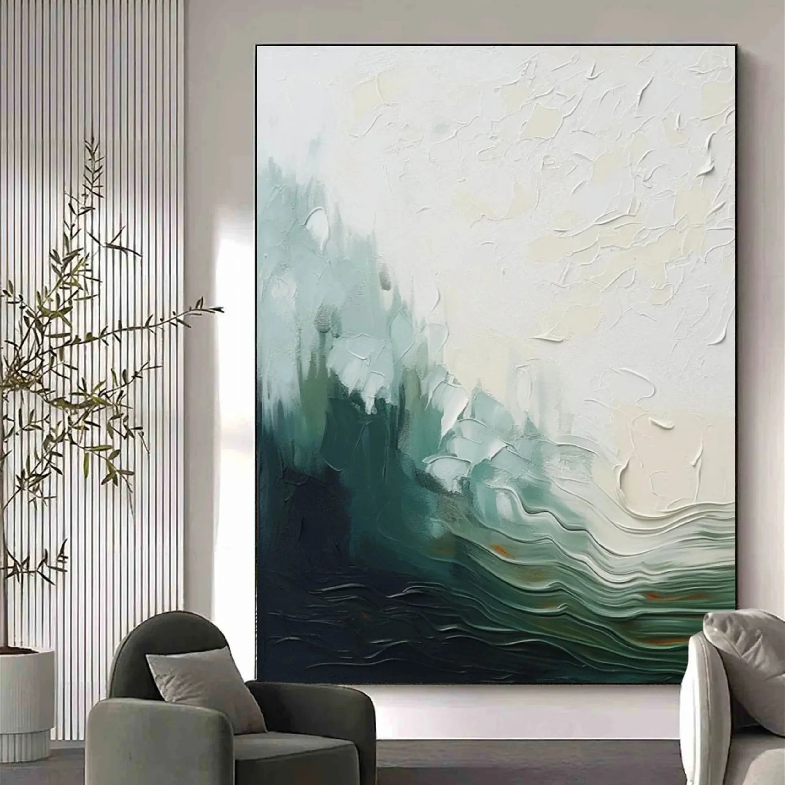 Blue & Green Abstract Wall Art Canvas Print #BG062 - Modern Home Decor for Living Room, Bedroom & Office