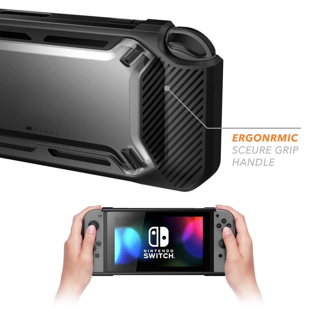 Premium Heavy Duty Slim Rubberized Snap-On Hard Case Cover for Nintendo Switch 2017 - Shockproof Protective Shell with Enhanced Grip (Black) - Perfect for Travel, Gaming On-The-Go & Console Protection