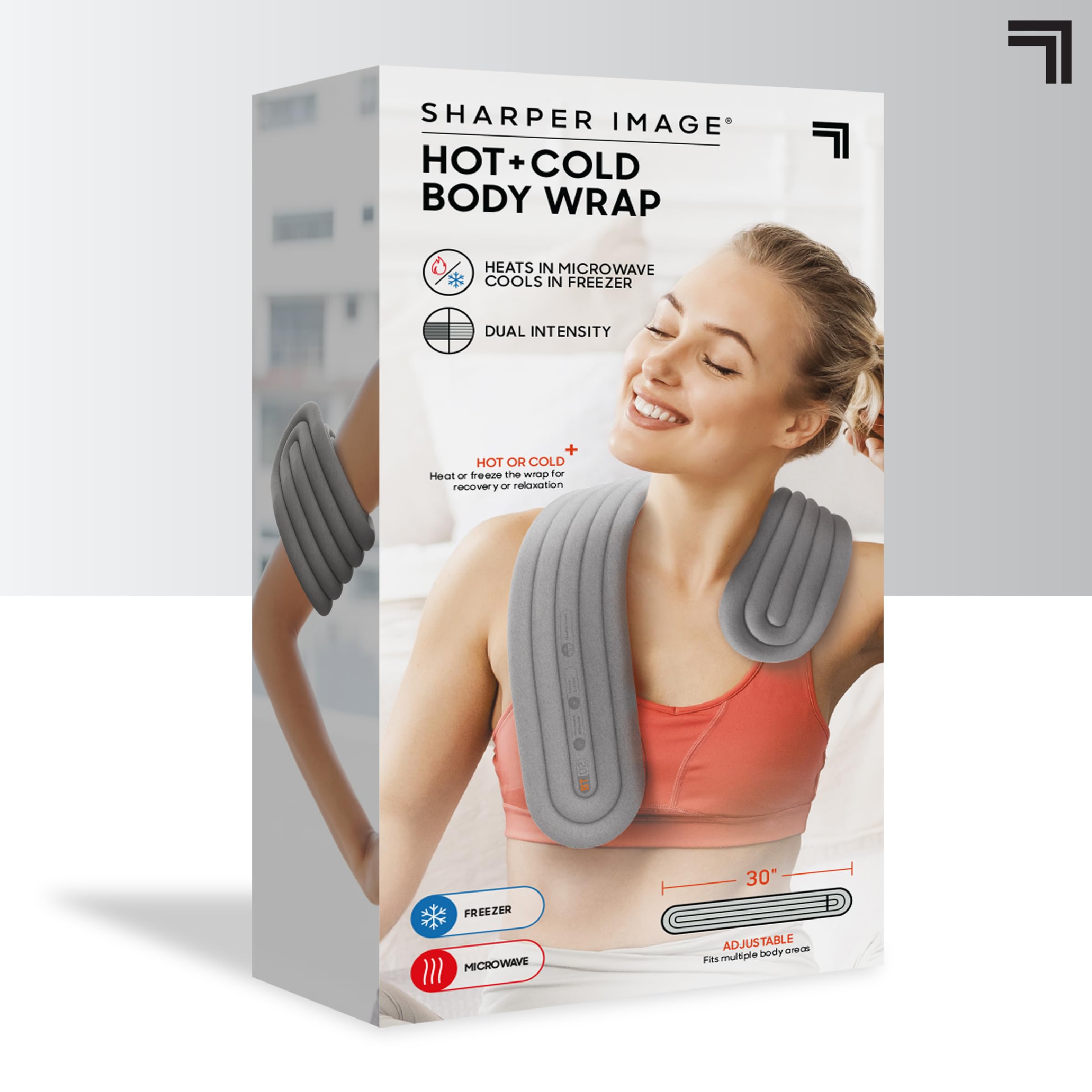 Sharper Image Compression Wrap with Hot & Cold Therapy Gel Pack - Adjustable Straps for Elbows, Knees, Back & Stomach - Post-Workout Recovery & Pain Relief for Athletes & Active Lifestyles
