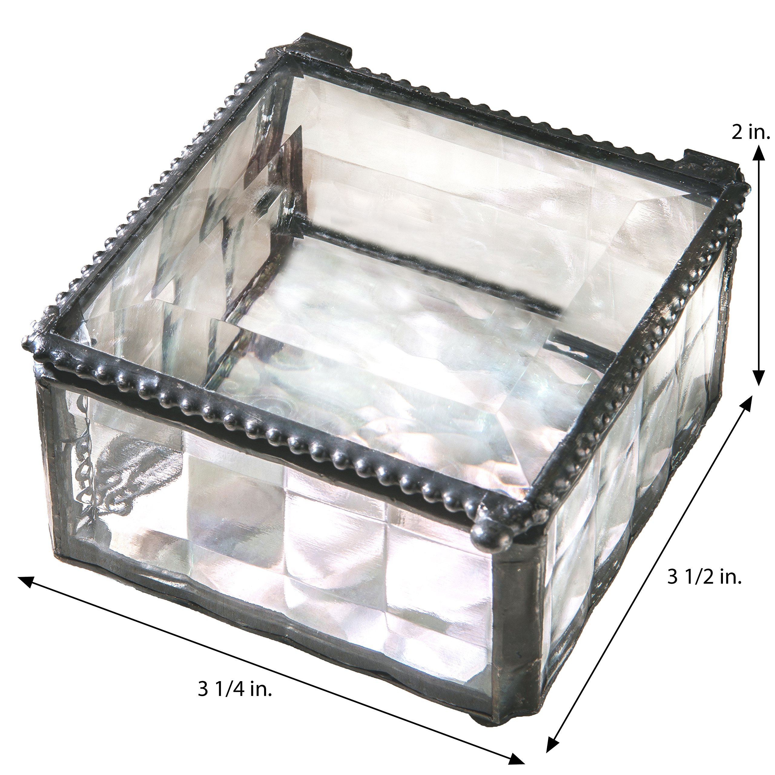Personalized Monogrammed Glass Jewelry Trinket Box - Handcrafted Keepsake Gift for Women - Perfect for Storing Rings, Necklaces & Small Treasures (J Devlin Art Box 333 EB208-1)