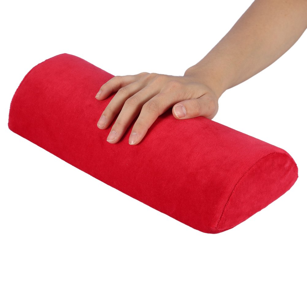 Professional Manicure Hand Rest Mat - Soft Sponge Cushion for Nail Art, Non-Slip Nail Pad with Bracket Holder for Salon & Home Use (Red) - Perfect for Gel Polish, Acrylic Nails & Pedicures