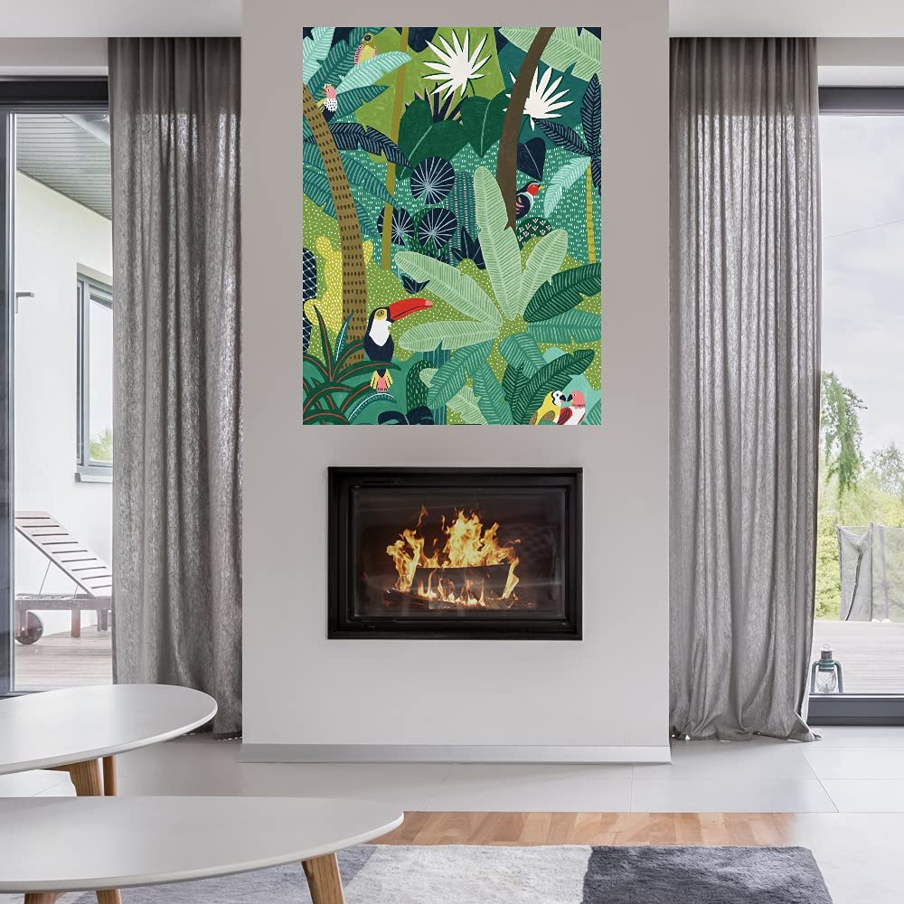 Tropical Birds Fine Art Canvas Wall Decor by Kristine Hegre - 42x56 Inch Ready to Hang Painting for Living Room, Bedroom, Office - Stunning Home Decor for Coastal, Boho & Modern Interiors