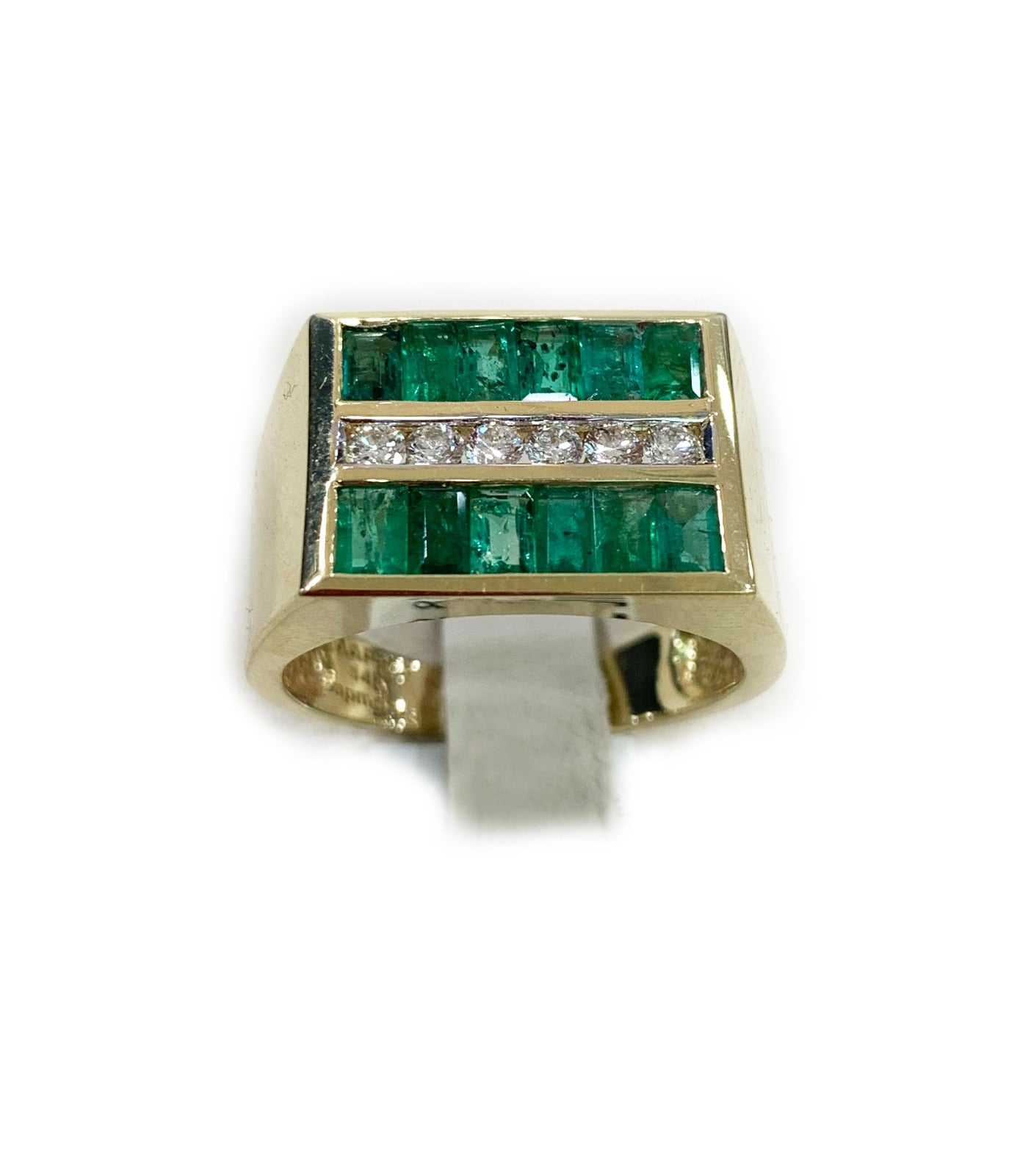 14K Yellow Gold Men's Emerald Ring - Elegant Green Gemstone Jewelry for Gifts, Weddings & Special Occasions