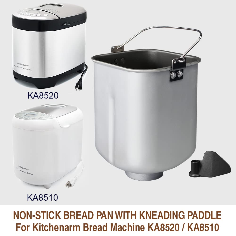 Non-Stick Bread Pan with Kneading Paddle - Replacement Part for KITCHENARM 2LB Vertical Bread Maker (Model KA8520, KA8510) | Teflon Coated Baking Accessory | Perfect for Homemade Bread, Gluten-Free Baking & Artisan Loaves