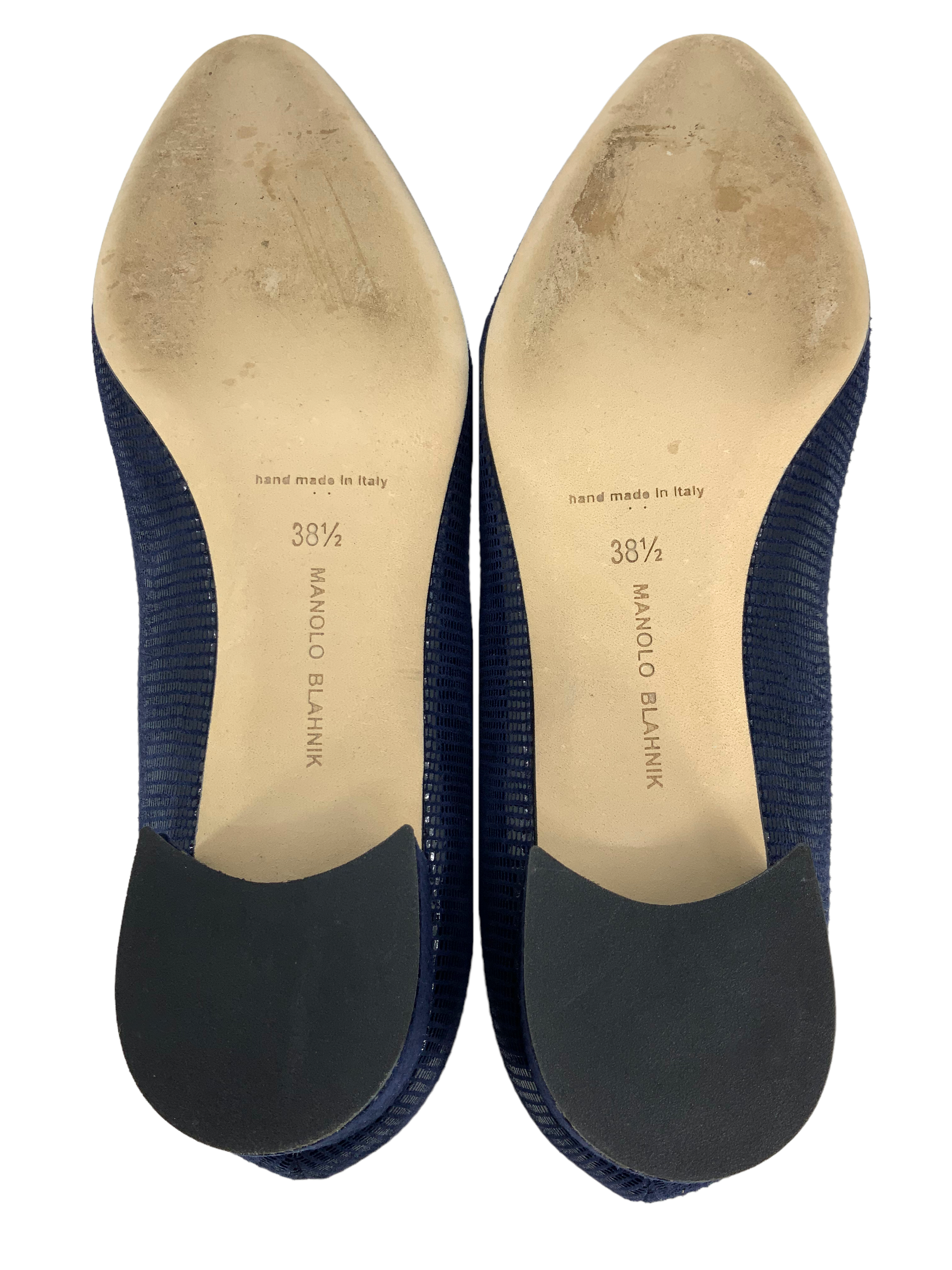 Manolo Blahnik Listony Leather Low Heel Pumps Women's Size 8.5 - Comfortable Dress Shoes for Office, Wedding & Evening Events