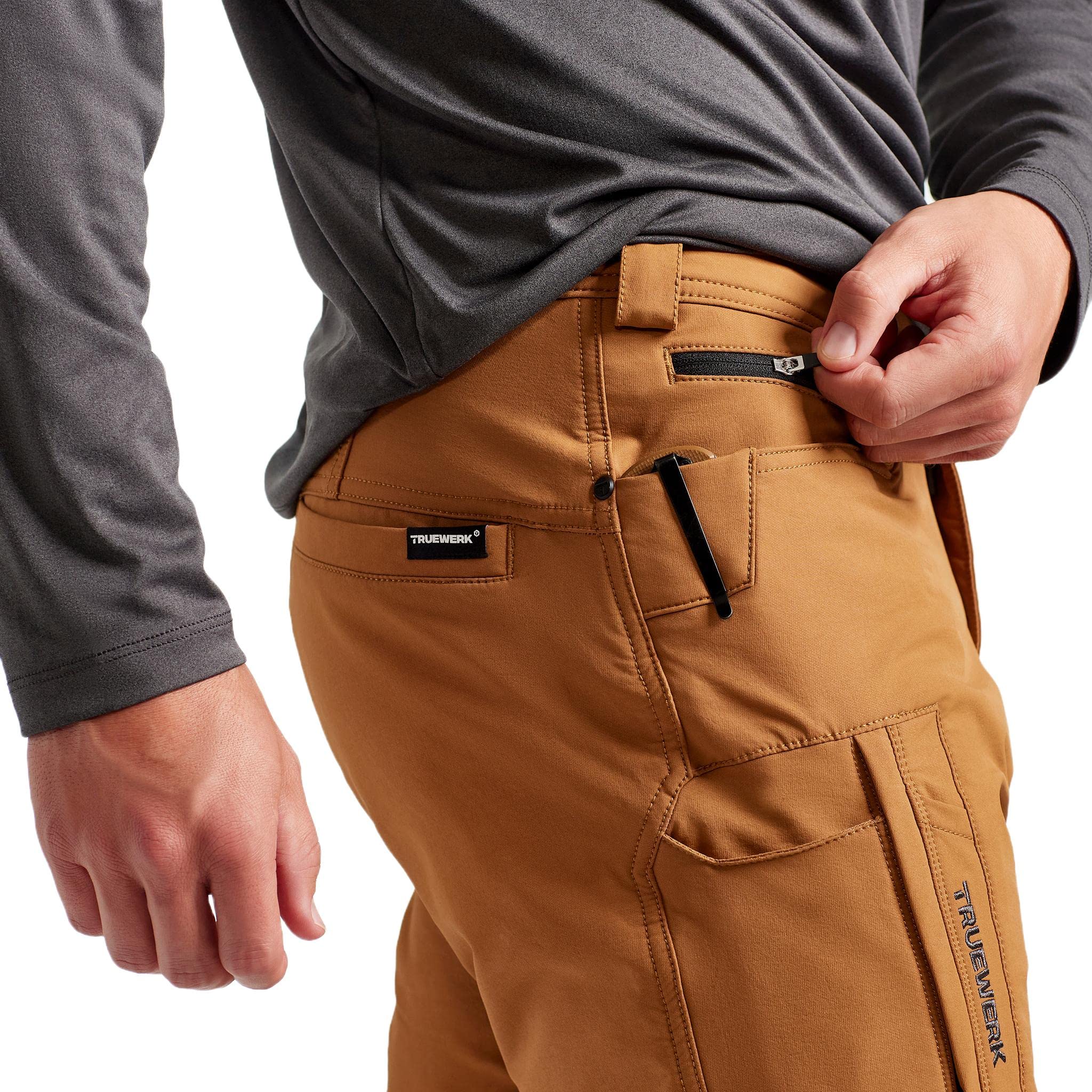 TRUEWERK Men's T2 WerkPant - Water Resistant Lightweight Work Pants with 4-Way Stretch & Multi-Pockets | Durable Technical Workwear for Construction, Carpentry & Outdoor Jobs