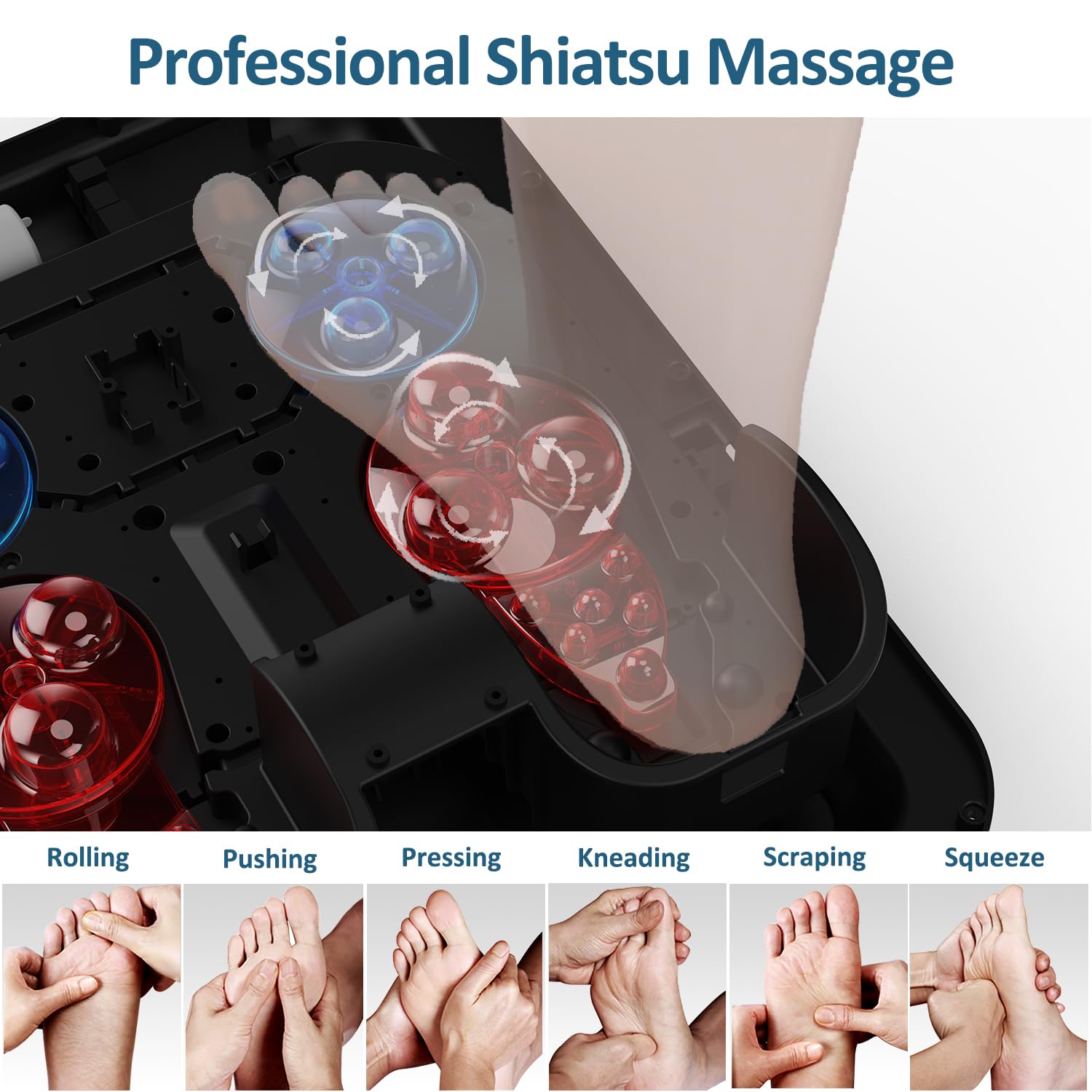 MOUNTRAX Shiatsu Foot Massager with Heat and Remote Control - Deep Kneading, Soothing Warmth for Men & Women - Fits Up to Size 12 Feet - Perfect for Relaxation, Stress Relief and Foot Pain Relief at Home or Office (Black)