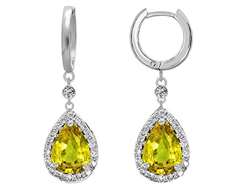 Sterling Silver Pear Shape 9x7mm Drop Dangle Earrings with Huggie Hoop - Elegant Jewelry for Women, Perfect for Weddings, Parties & Special Occasions