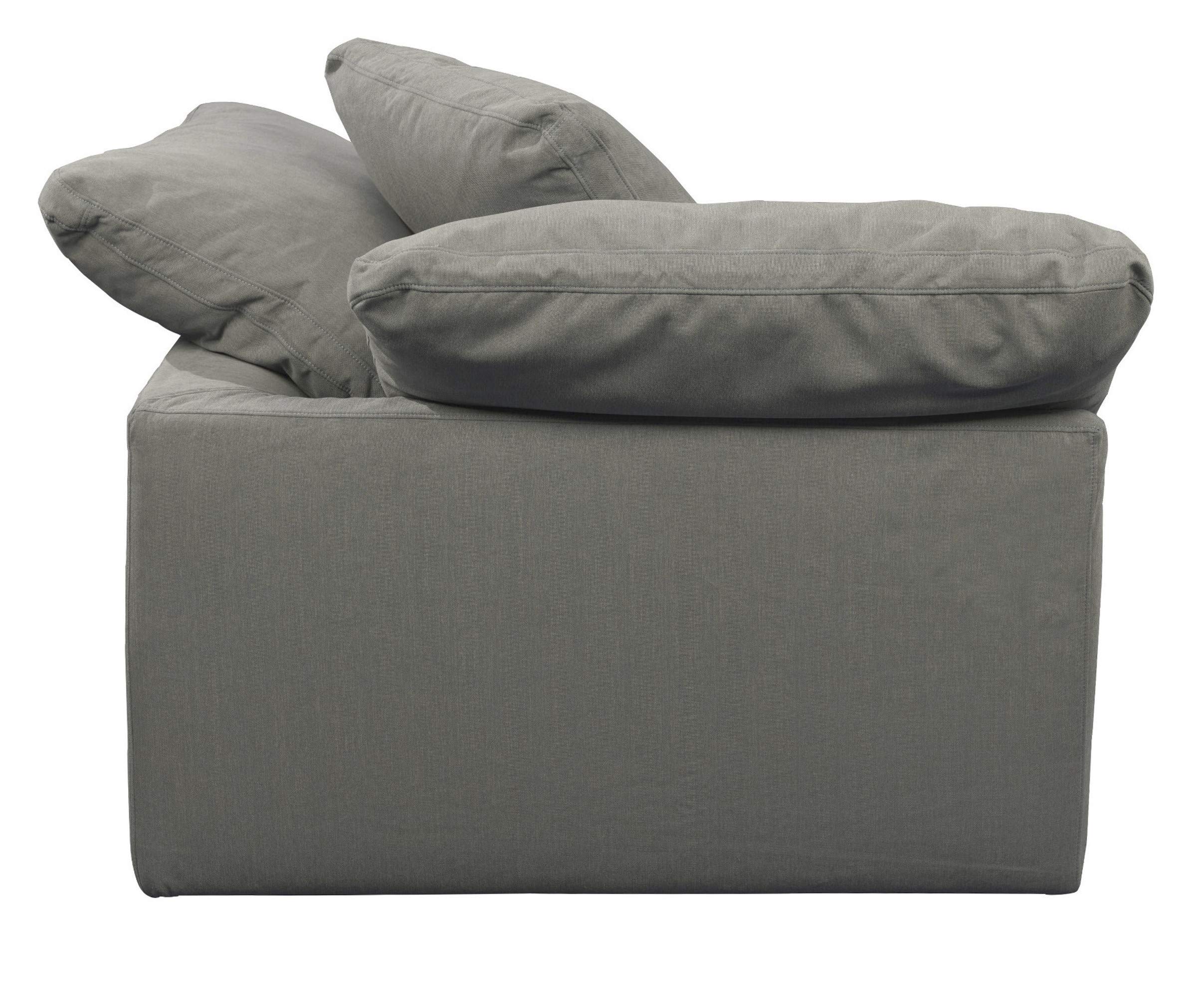 Sunset Trading Cloud Puff 2-Piece Modular Performance Gray Sectional Sofa with Slipcover - Modern Living Room Furniture for Small Spaces & Apartments