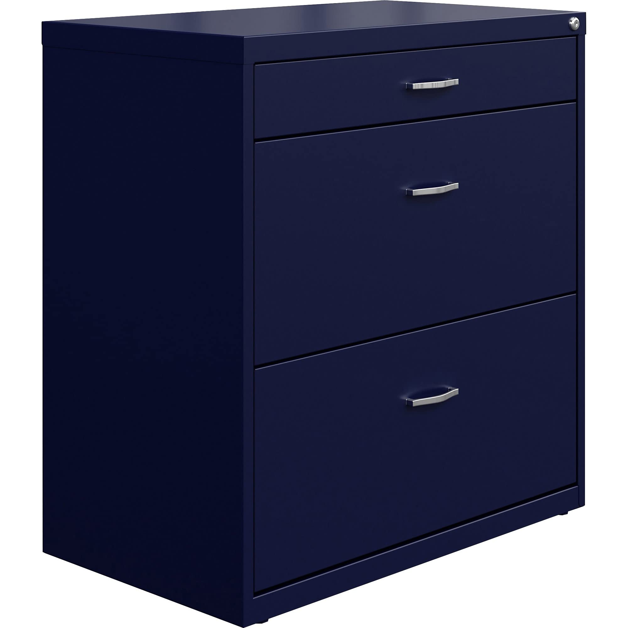 Lorell LYS SOHO 2-Drawer Lateral File Cabinet - Navy Blue Office Storage Solution for Home & Business Organization