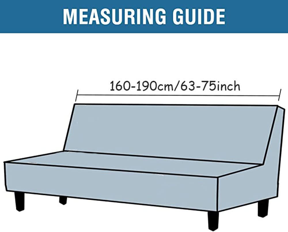 YOPOIY Waterproof Jacquard Futon Slipcover - Anti-Wrinkle, Elastic Polyester Spandex Sofa Cover for 160-190cm Couches (Blue) | Perfect for Living Room, Dorm & Guest Bed Protection