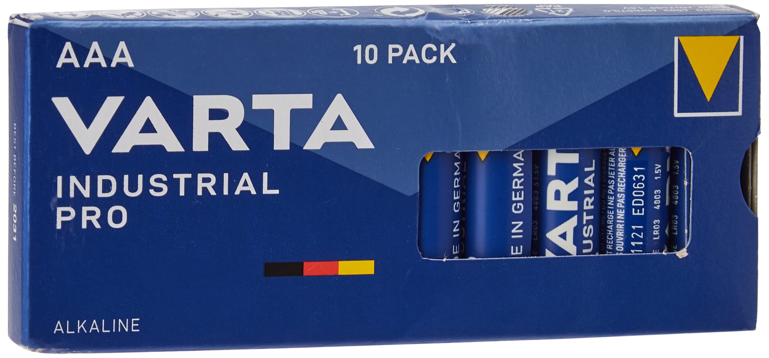 VARTA Industrial AAA Alkaline Batteries 10-Pack - Long-Lasting Power for Smoke Detectors, Remote Controls & Toys (10 Count)