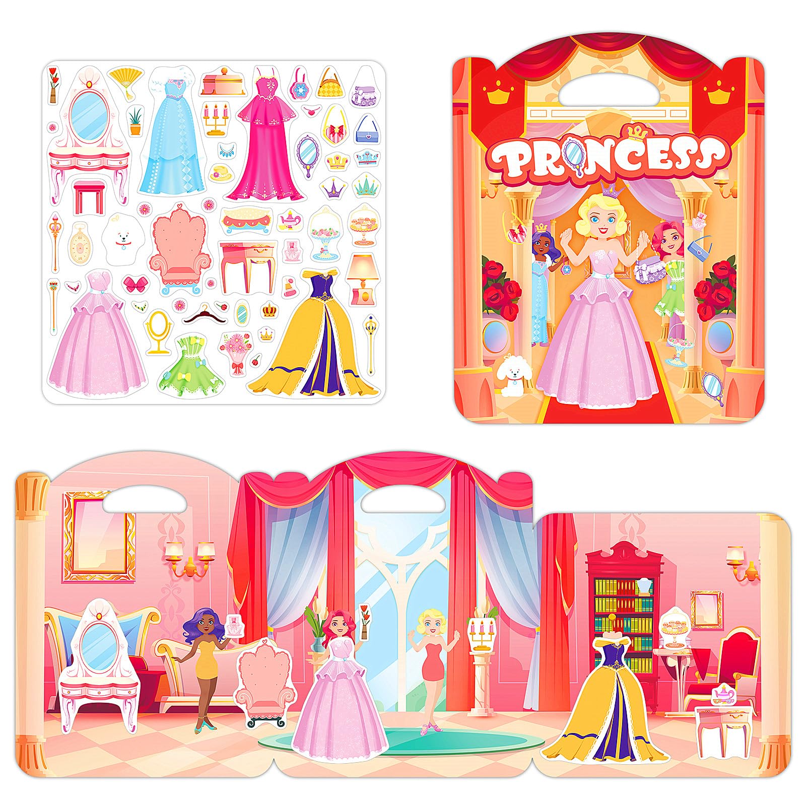 Princess Sticker Book for Kids - Reusable Jelly Stickers with Fun Activities | Perfect for Boys & Girls, Car Travel, Holidays & Preschool Learning