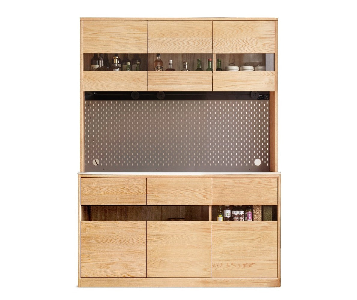 Modern Oak Solid Wood Sideboard Buffet Cabinet - Stylish Storage for Dining Room, Living Room & Entryway