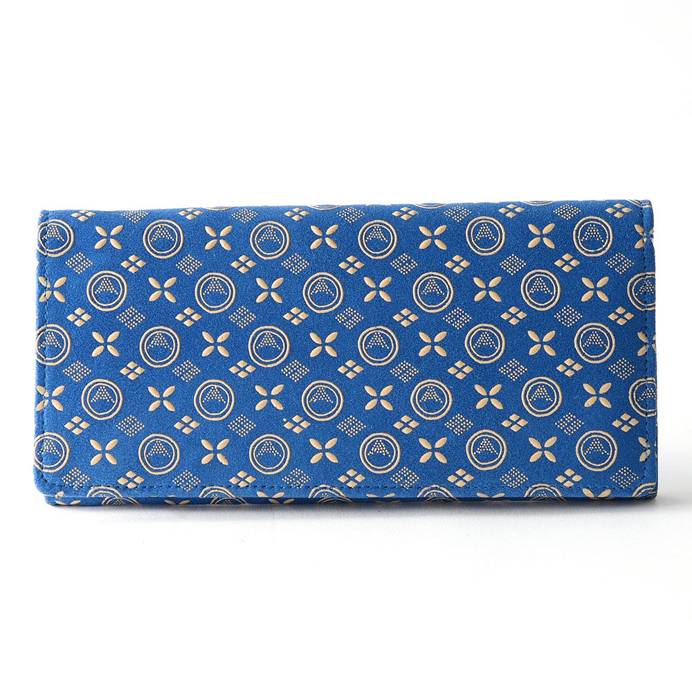 Premium Japanese Deerskin Leather Long Wallet with Urushi Lacquer - Mt. Fuji Blue Pattern - Handcrafted in Japan - Elegant RFID Blocking Bifold Wallet for Men - Perfect Gift for Business & Travel Use