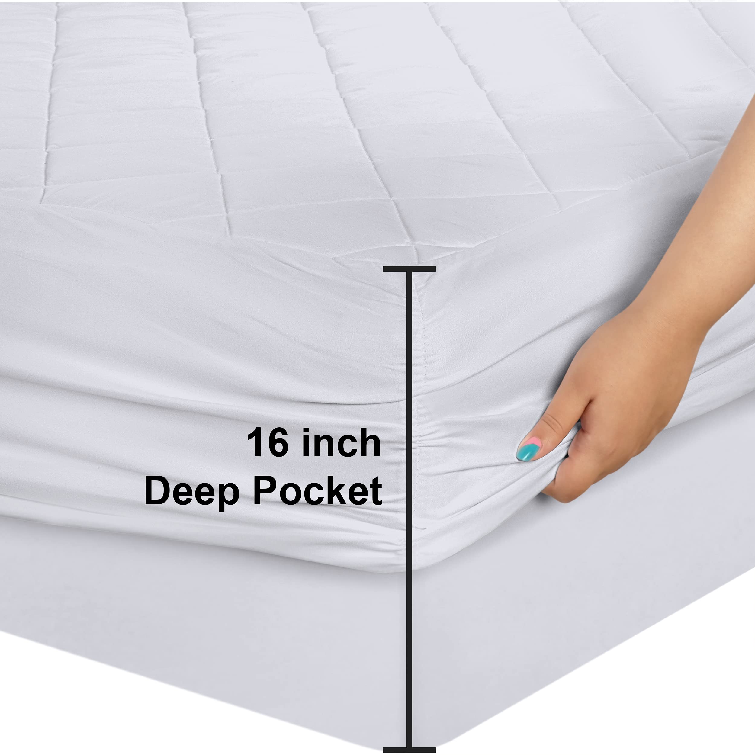 Utopia Bedding Quilted Fitted Mattress Pad - Short Queen Size, 16