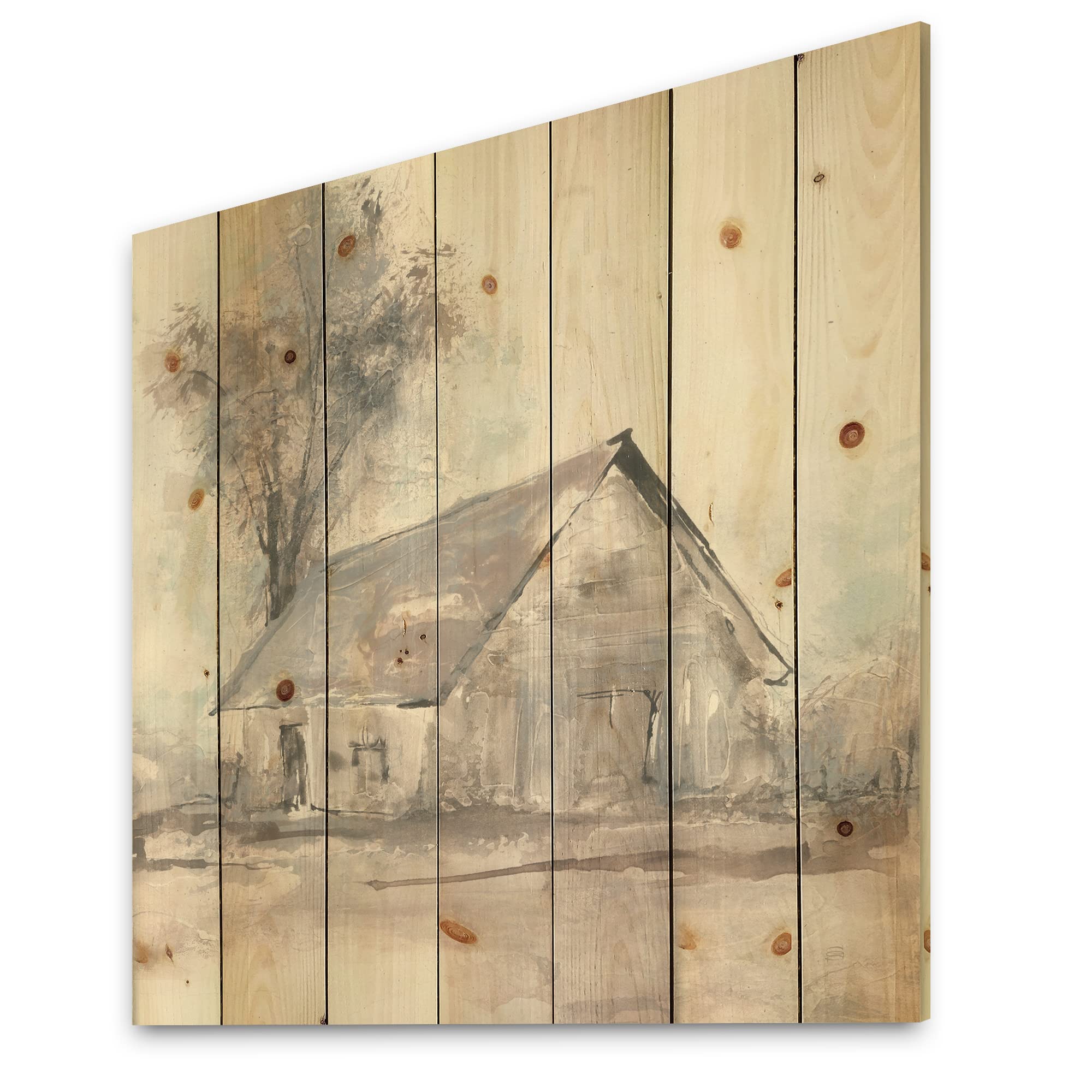 Farmhouse Barn Grey Wood Wall Decor - Large Cottage Wood Wall Art Panels Printed on Natural Pine - Rustic Home Decor for Living Room, Bedroom, or Office