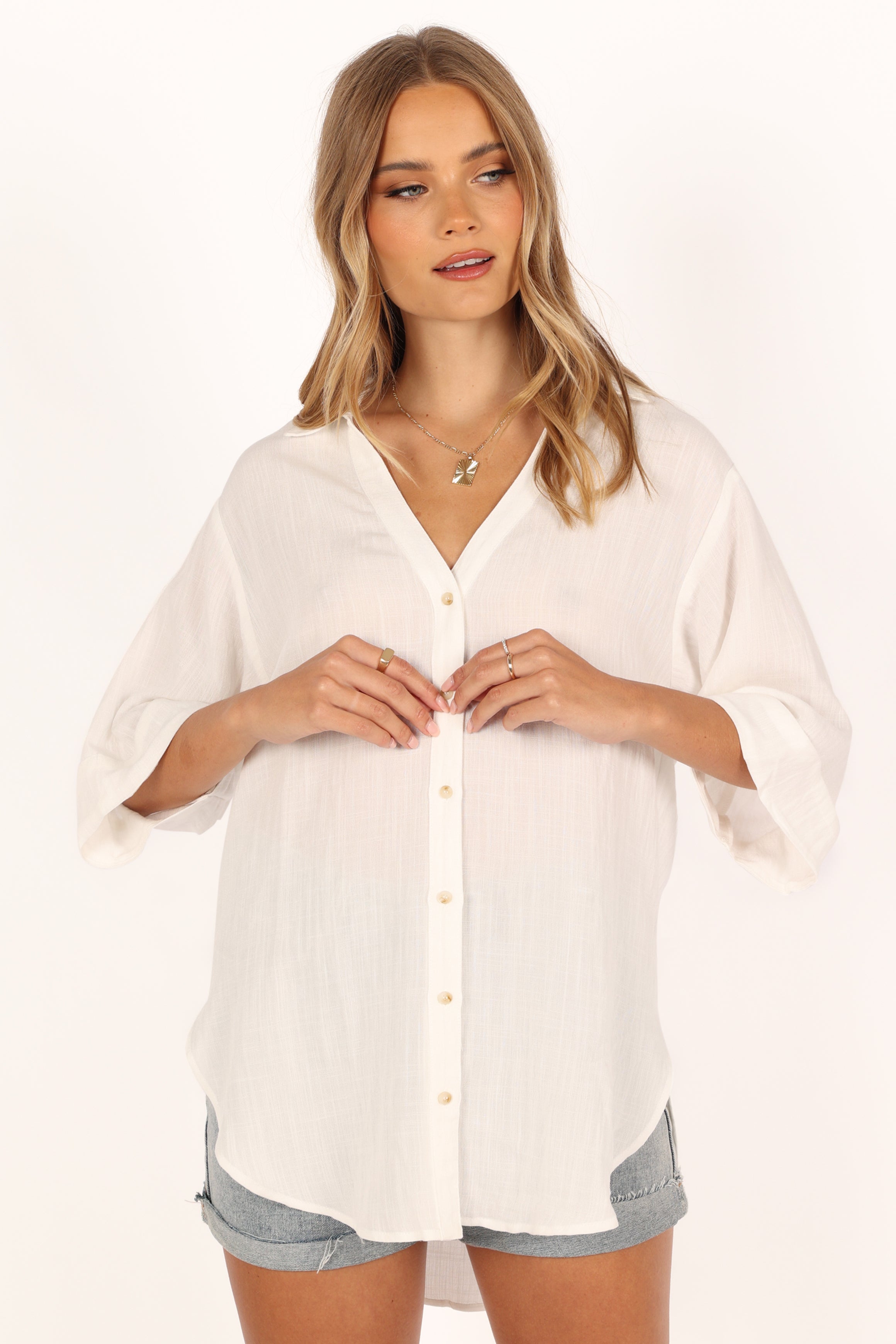 Gaia Shirt Ivory - Premium Cotton Women's Blouse for Casual Wear & Office Outfits