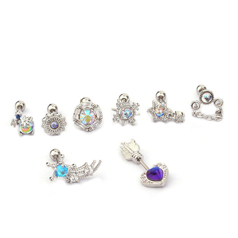 20G Cartilage Tiny Stud Earrings - Moonstone Stud Earrings for Women | HSPJ261 | Perfect for Daily Wear, Parties & Gifts