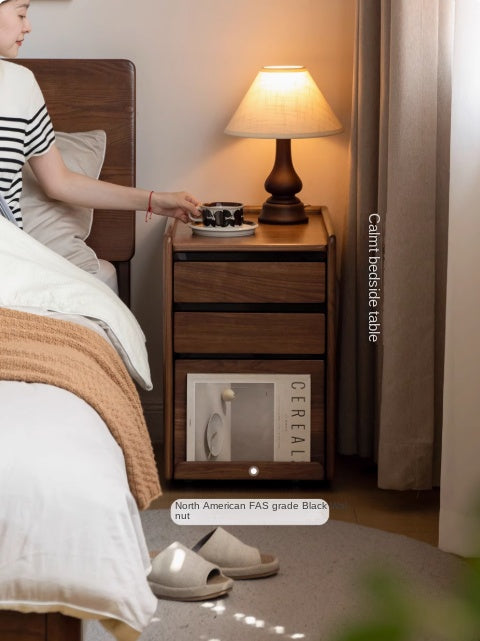 Solid Wood Mobile Nightstand - Oak, Cherry, Black Walnut - Perfect for Bedroom, Living Room & Small Spaces