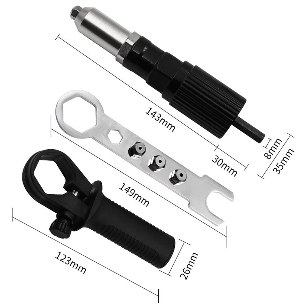 Electric Rivet Nut Machine Kit - Cordless Riveting Drill Accessories, Core Pull Attachments & Insert Nut Tools for DIY, Auto Repair & Metalworking Projects