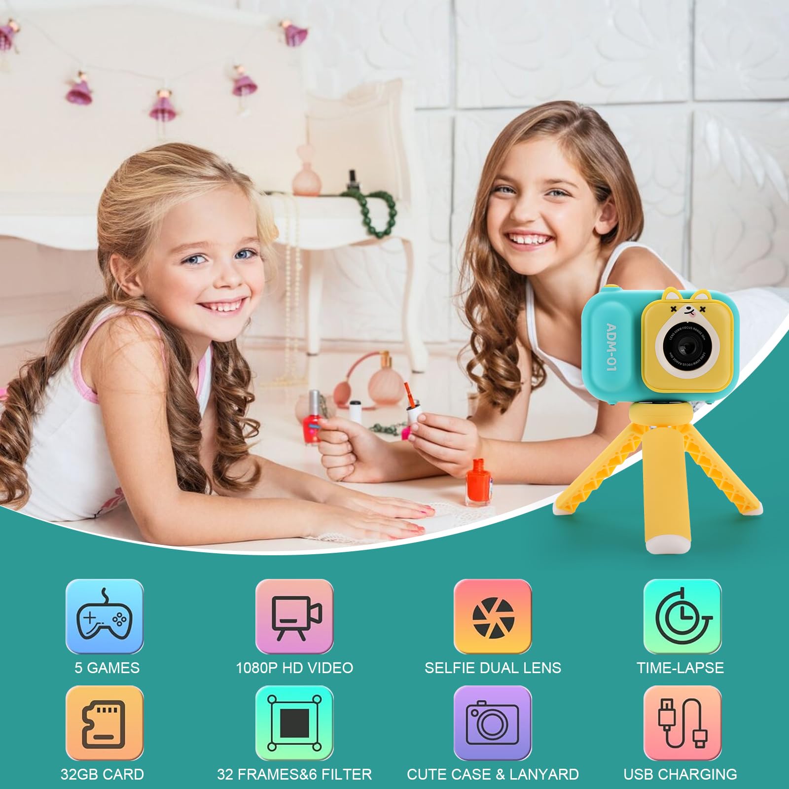 Kids Digital Camera with Tripod & 32GB SD Card - 2.4