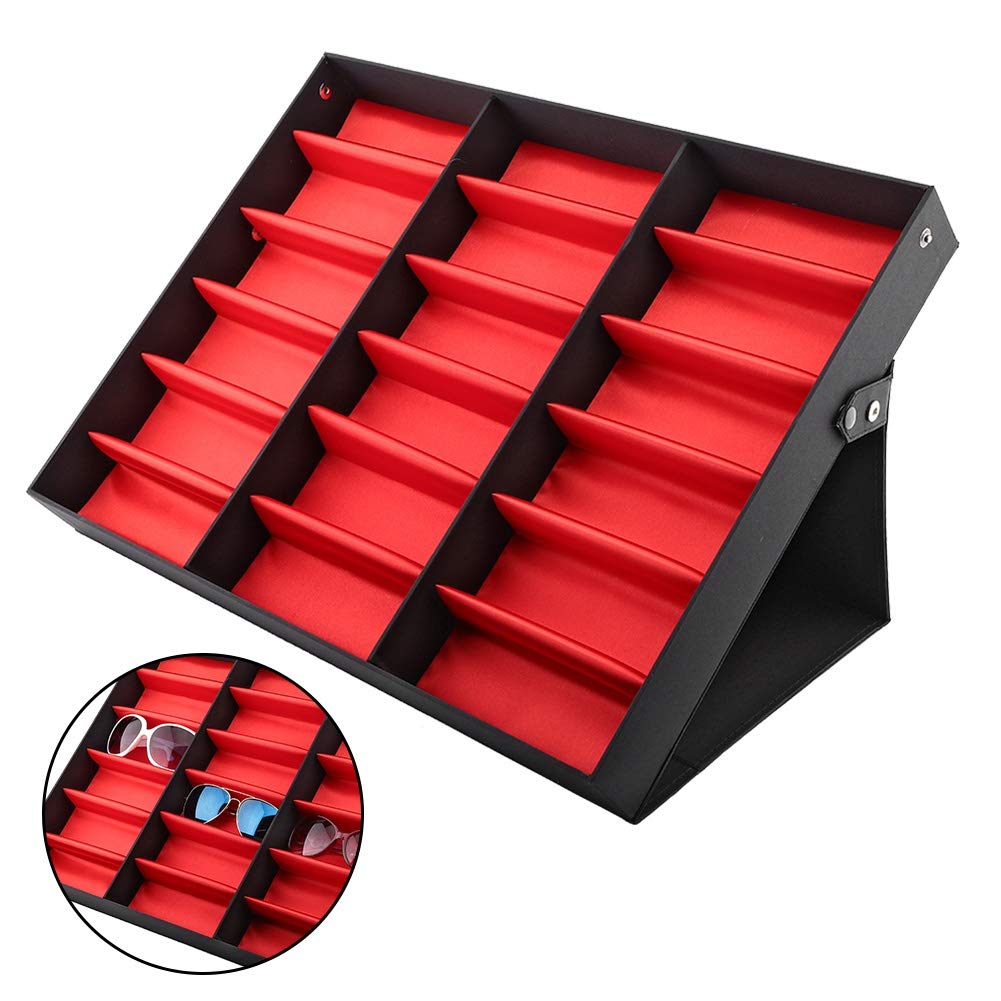 18 Grids Acrylic Glasses Display Stand - Sunglasses Storage Box & Jewelry Organizer with Watch Holder - Perfect for Eyewear Retail Stores, Home Organization, and Watch Collections
