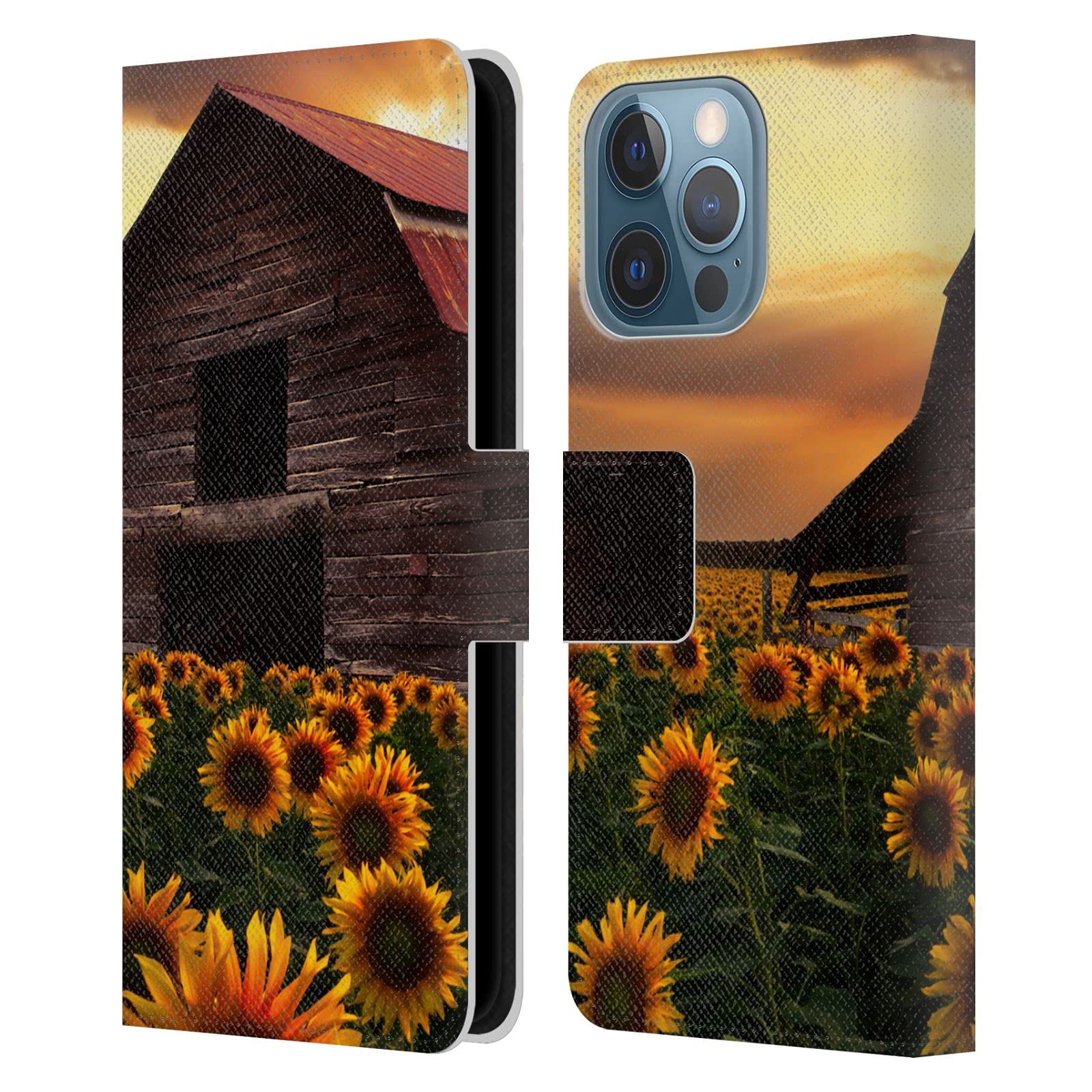 Head Case Designs Officially Licensed Sunflower Farm Florals Leather Book Wallet Case Cover for Apple iPhone 13 Pro - Perfect for Outdoor Adventures & Daily Protection