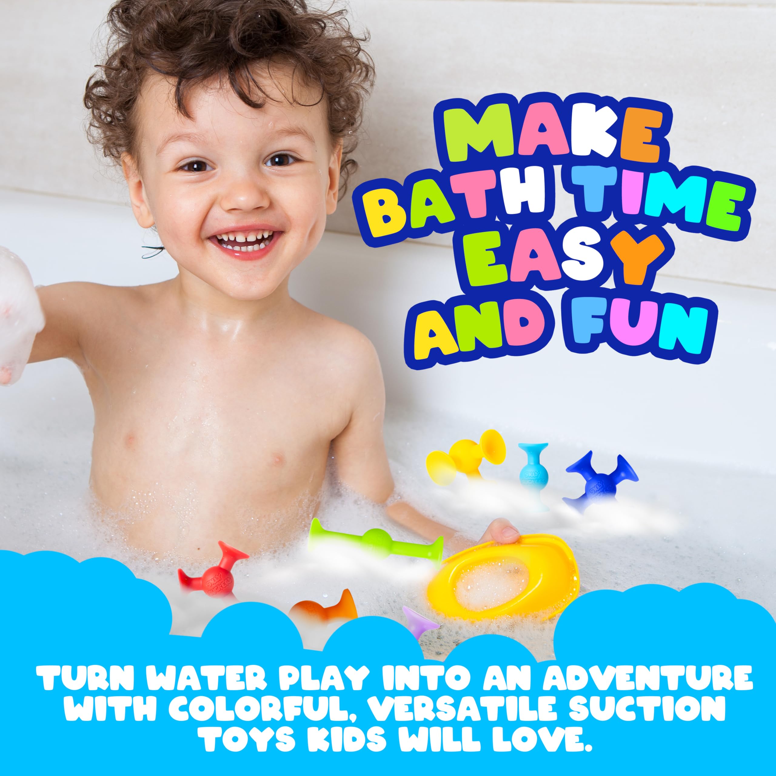 50 Pcs Baby Suction Toys - Fun Sensory Bath Toys for Toddlers, Squigz Building Play Set, Montessori Educational Toys for Kids | Perfect for Bath Time, Sensory Play & Early Learning Development