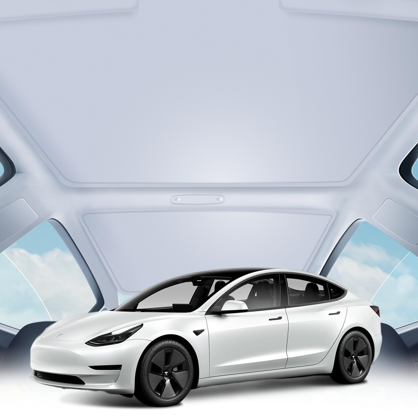 2024 Premium Foldable Tesla Model 3 Roof Sunshade for 2021-2023 Models - Front & Rear Glass Sun Protection - Windshield & Sunroof Cover - Perfect for Summer Driving & UV Protection