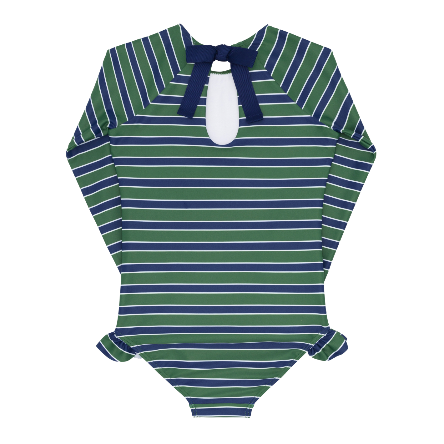 Girls Evergreen Stripe Rashguard One Piece Swimsuit - UPF 50+ Sun Protection for Beach, Pool & Water Sports