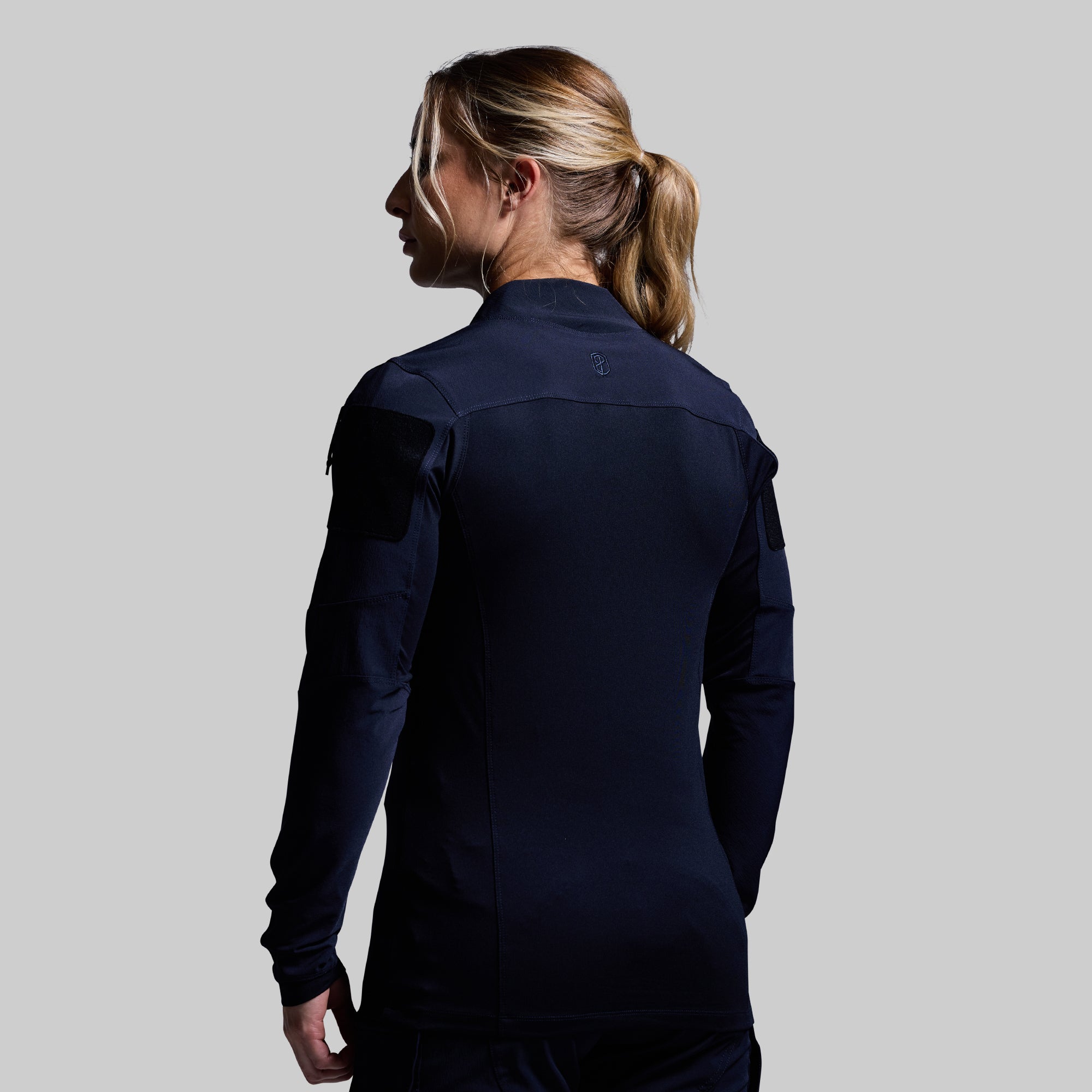 Women's Long Sleeve Op Top Shirt - Police Blue Color, Casual & Work Blouse for Office, Date Night & Everyday Wear