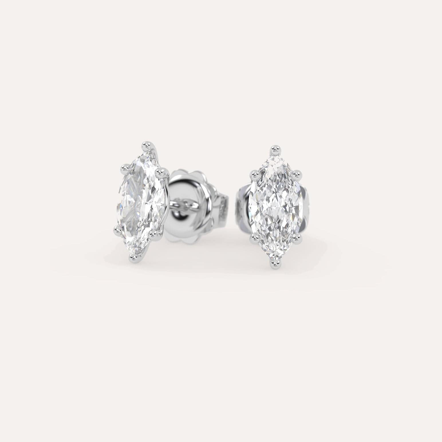 2 Carat Marquise Cut Diamond Stud Earrings for Women - 14K White Gold Dangle Earrings - Perfect for Weddings, Anniversaries & Special Occasions
