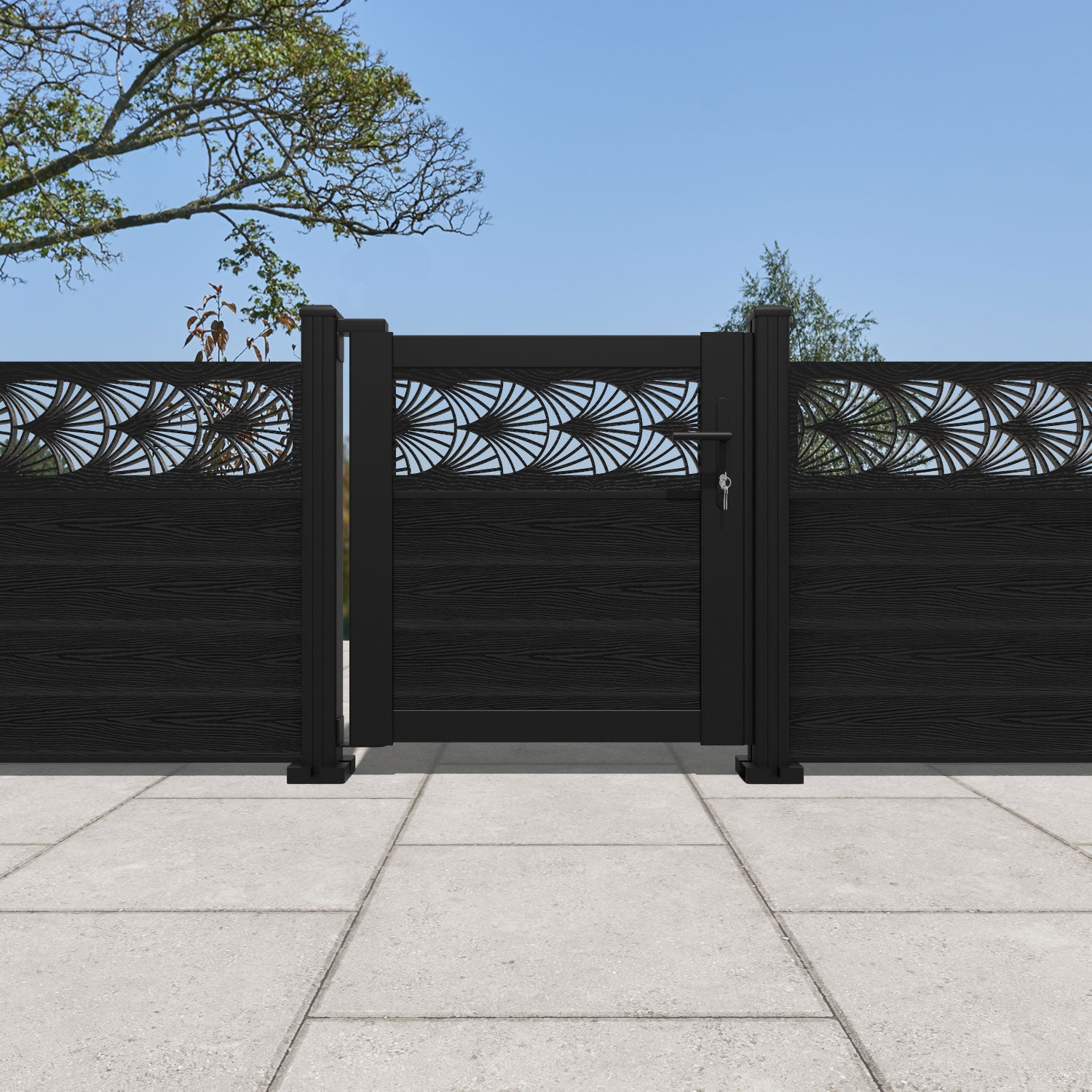 Classic Black Laurel Pedestrian Gate - Durable Steel Walkway Gate for Garden, Yard, and Driveway Security