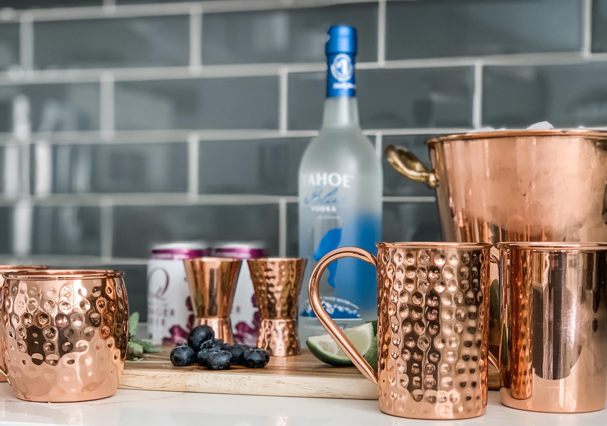 Handcrafted 100% Pure Solid Copper Moscow Mule Mugs - Smooth Finish, Raw Copper Interior & Riveted Handle - Premium 16oz Copper Cups for Cocktails, Parties & Home Bar Decor