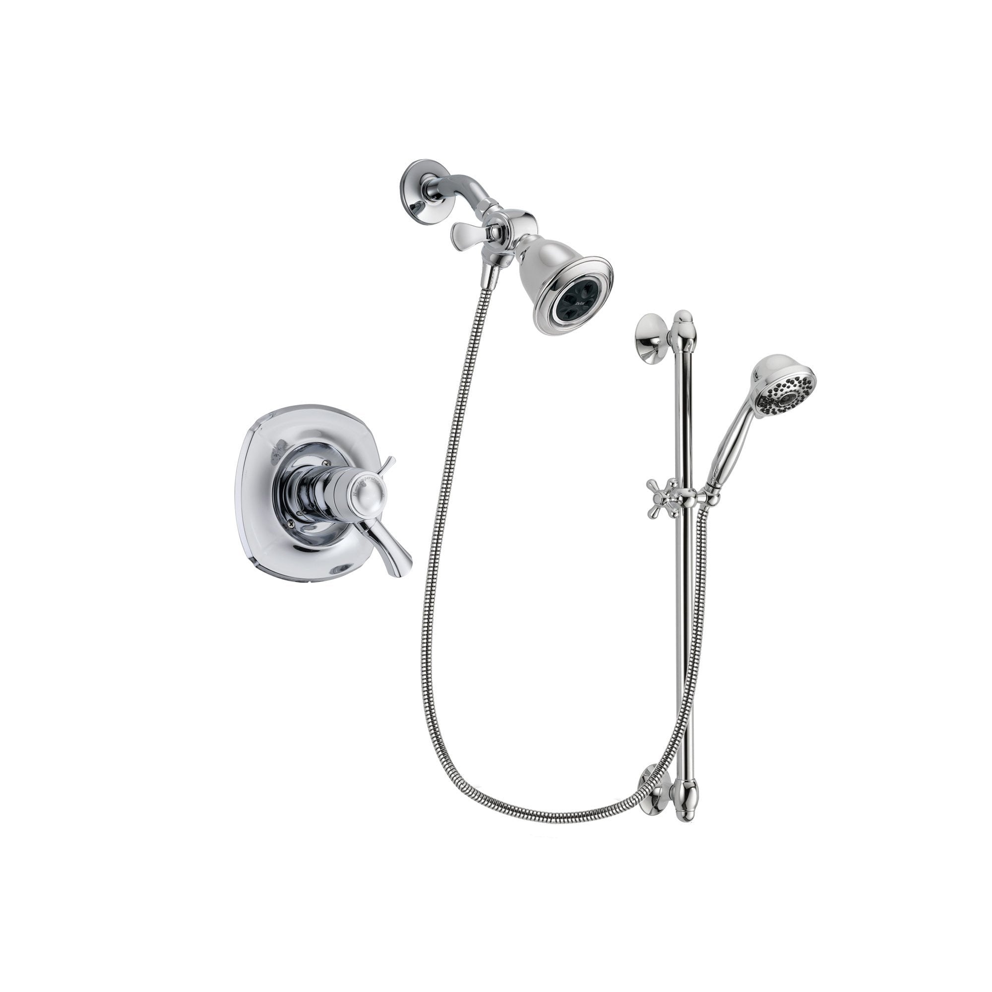 Delta Addison Chrome Finish Thermostatic Shower Faucet System with Water-Efficient Showerhead & 7-Spray Handheld Shower Sprayer - Includes Rough-in Valve DSP0602V - Perfect for Modern Bathroom Renovations & Water Conservation