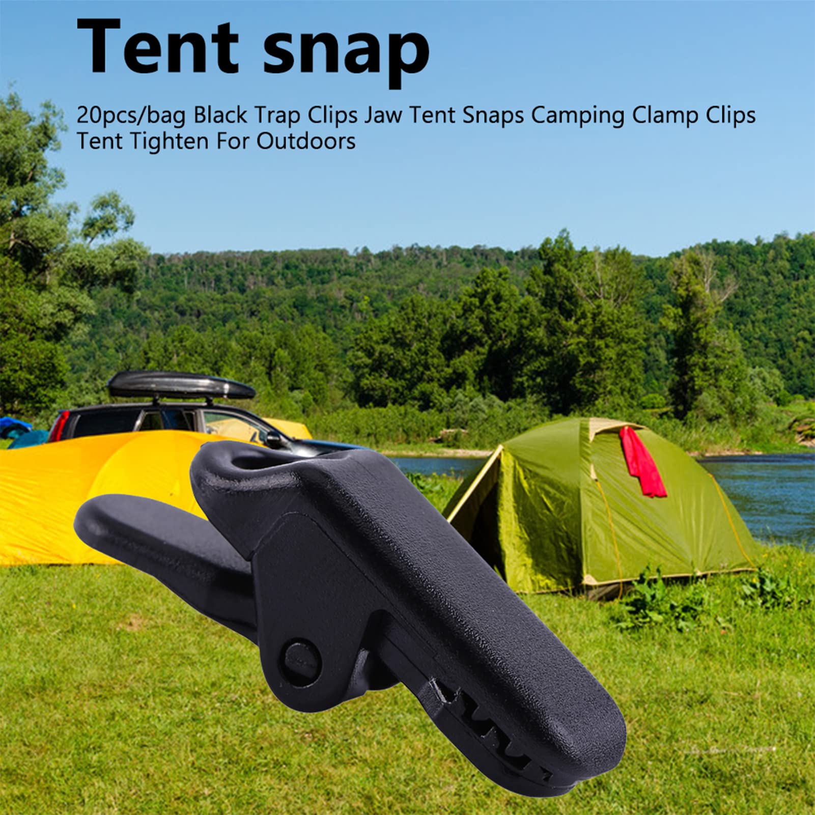 Outdoor Camping Tarp Clips 20Pcs - Black Plastic Clamps for Awning & Tarpaulin - Secure & Tighten for Camping & Hiking
