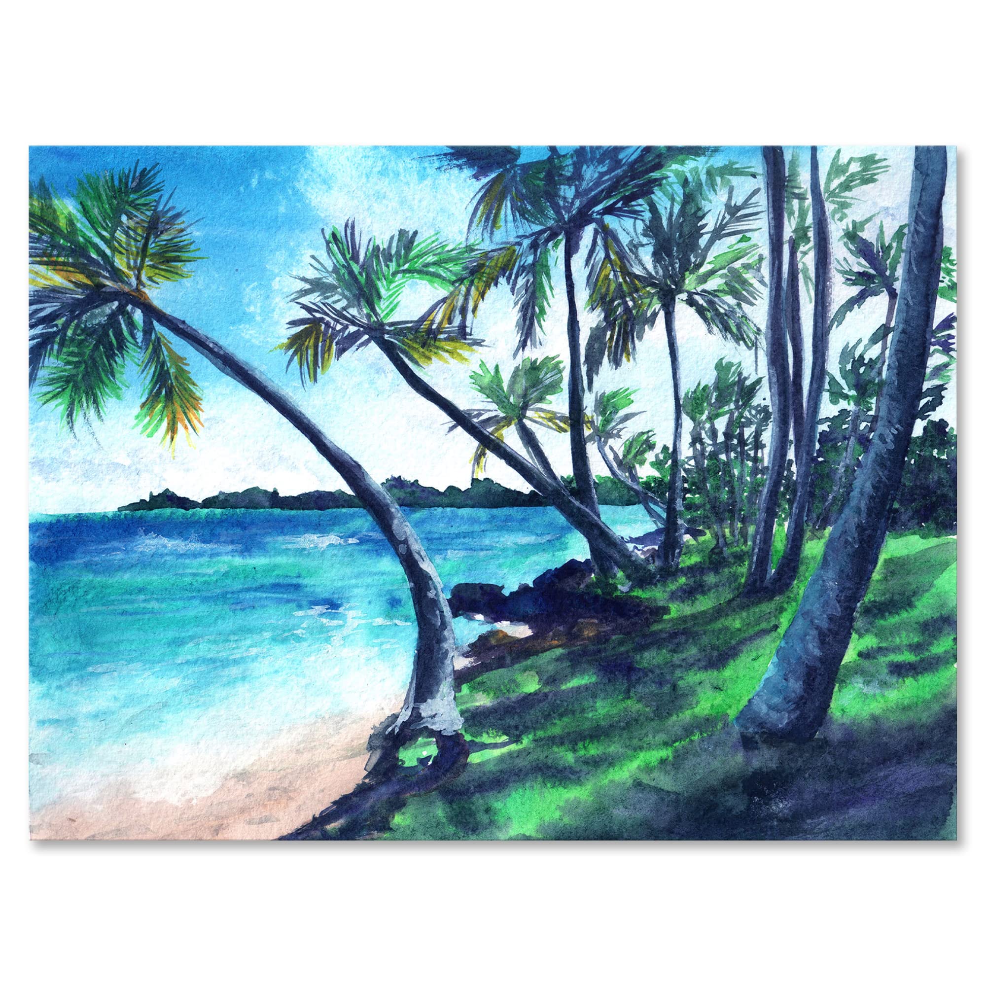 Tropical Beach Canvas Wall Art - Summer Paradise Coastal Decor for Living Room, Bedroom & Office - Nautical Themed Painting for Home & Office Decor
