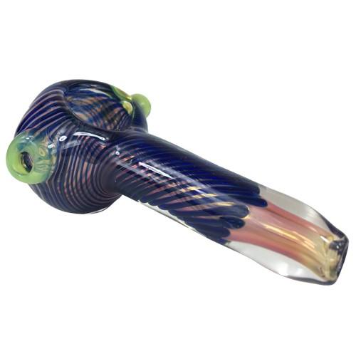 Blue Chameleon Glass Spoon Pipe - Handmade Smoking Pipe for Herbs & Tobacco | Perfect for Travel, Camping & Home Use