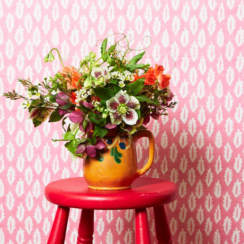 Forest Printed Fabric Linen Cotton Blend Pink Fabric - Perfect for DIY Home Decor, Curtains, and Bohemian Style Clothing