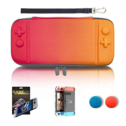 BOKING Lightweight Portable Carrying Case for Nintendo Switch - Gradient Red Orange Travel Suitcase with HD Screen Protector, Protective Shell & Thumb Grips | Perfect for Gaming On-The-Go, Travel Protection & Console Storage