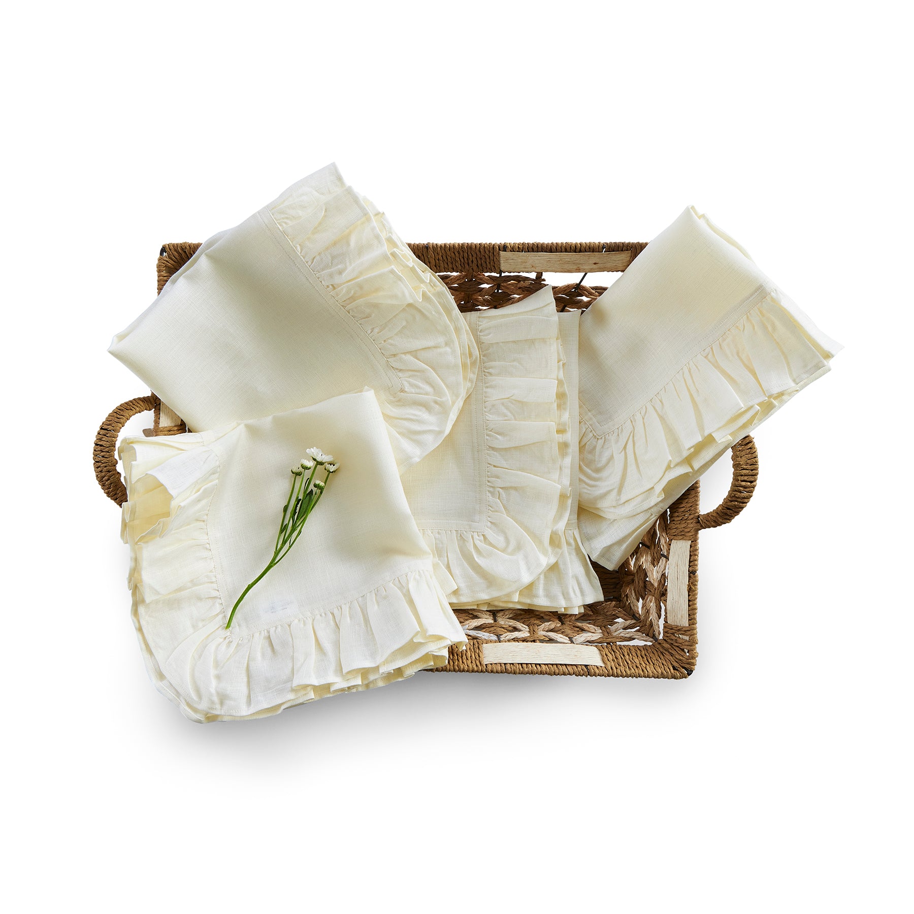 Gabrielle Ruffle Napkins Set of 4 - Elegant Cotton Dinner Napkins for Formal Dining, Wedding, and Special Occasions