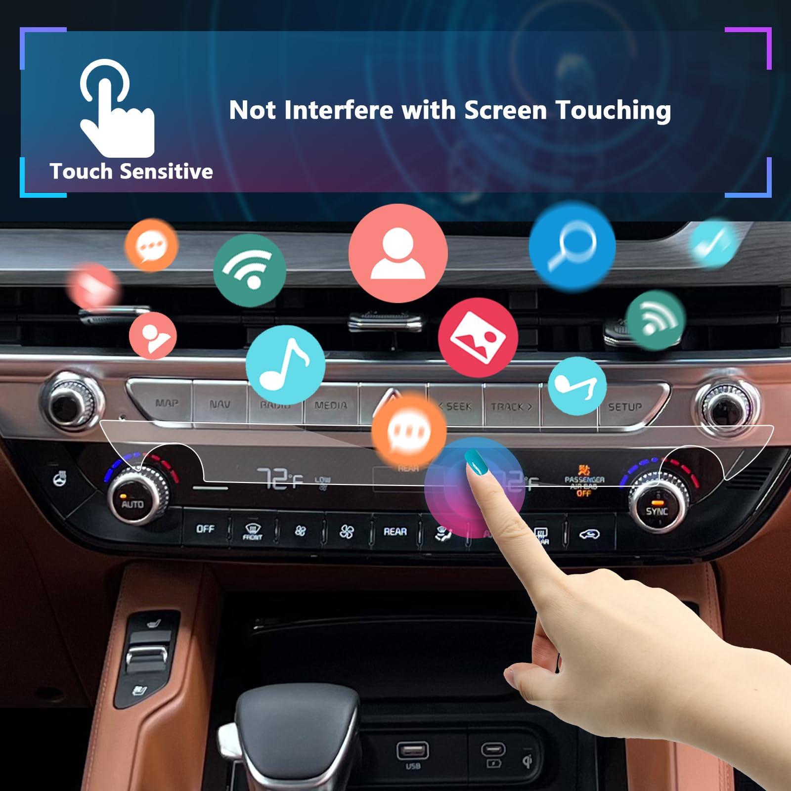 2023-2025 Kia Telluride Touchscreen AC Screen Protector [2-Pack Nano Film] - Anti-Scratch & Anti-Fingerprint for Dashboard Display - Perfect for Road Trips & Daily Commuting