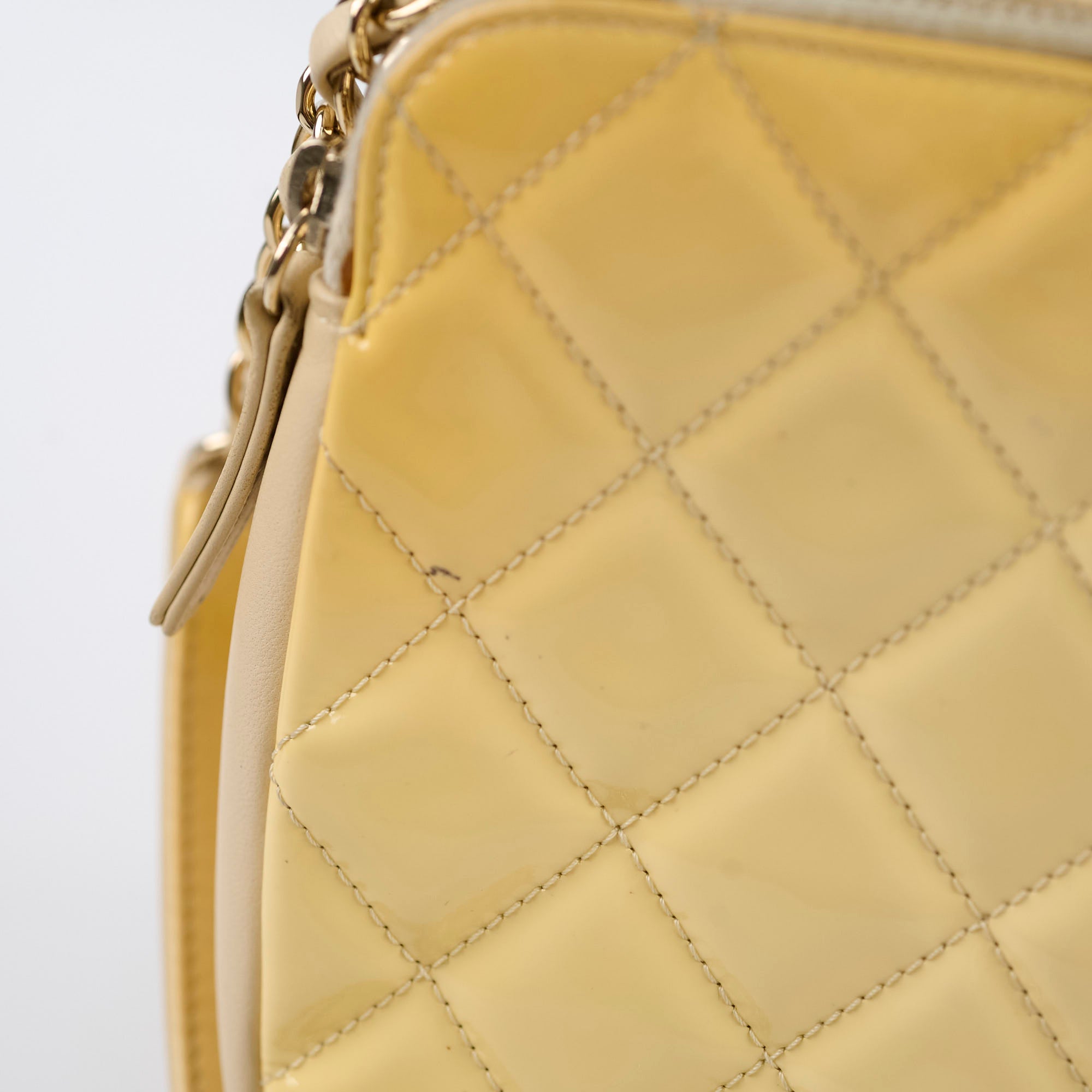 Chanel Patent Leather Shoulder Bag Ivory & Yellow - Luxury Designer Handbag for Women | Perfect for Parties, Weddings & Evening Events